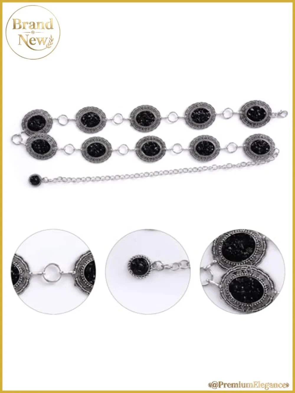 Western Concho Chain Belt Metal Acrylic Waist Chain for Dresses Jeans